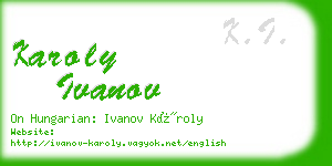 karoly ivanov business card